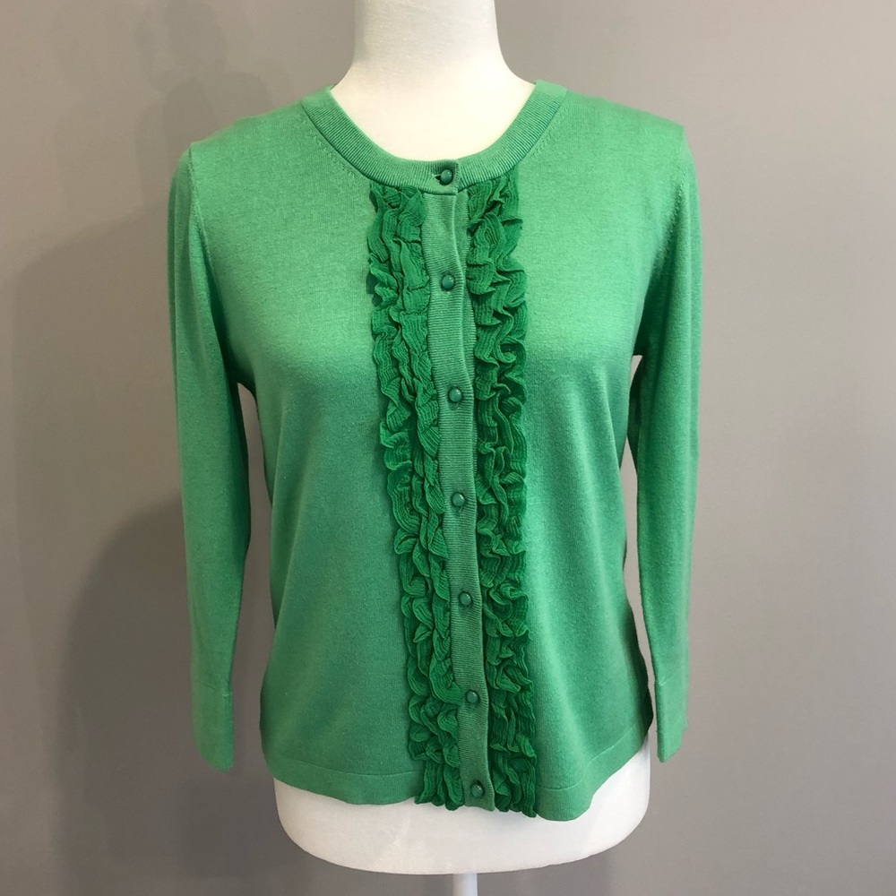 Kate Spade green 3/4 sleeve cardigan, size M